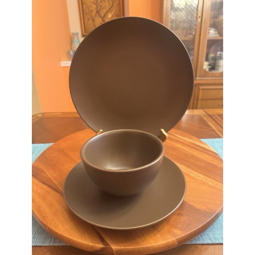 IKEA FARGRIK 11” DINNER PLATES, Salad Plate & Bowl DARK BROWN